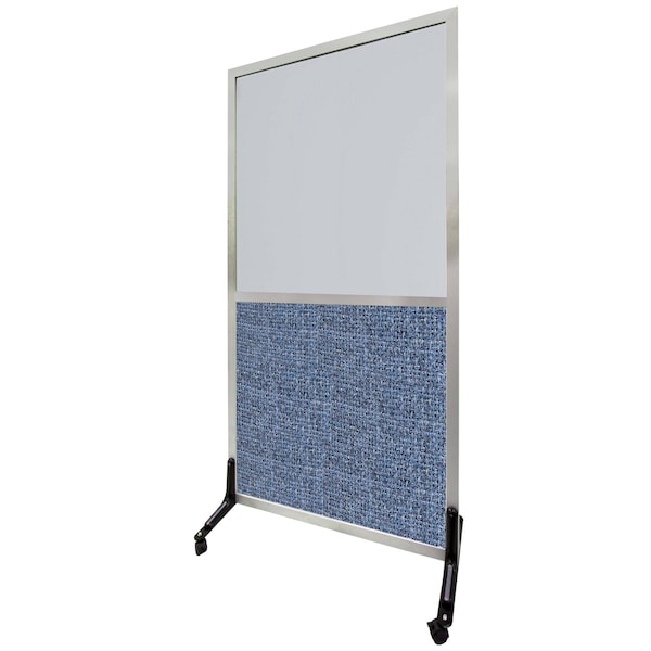 Freestanding Half Glass/Half Fabric Dividers 72"x48" Sapphire
